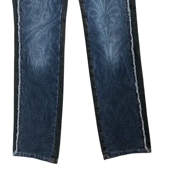Moschino | NWT Two Tone Frayed Seam Donna Denim Jeans Size 8 - Picture 4 of 14